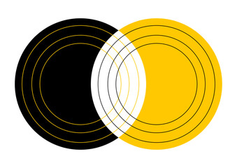 Venn diagram 2 merge circles with lines chart infographic sign.