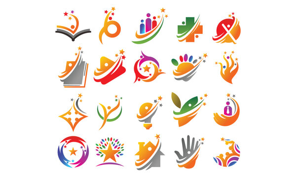 Success star people logo vector image