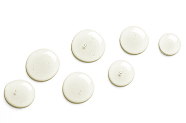 Drops of moisturizing gel or serum on a white background. Cosmetic product for skin care