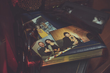 Aesthetic of old photos, albums with vintage photo, fashion trend on a retro vibes