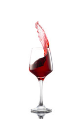 Glass of wine on white  background.