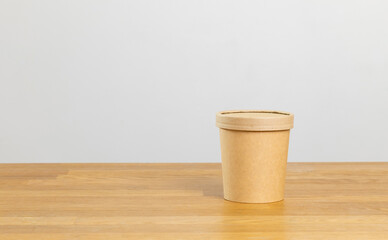 Eco friendly food packaging. Paper recycling zero waste natural products. A box of paper for food disposable catering of nature and recycling concept. Plastic free set on background.