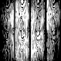 Texture of vertical wooden planks black silhouette isolated on white background. Overlay layer. Design element.