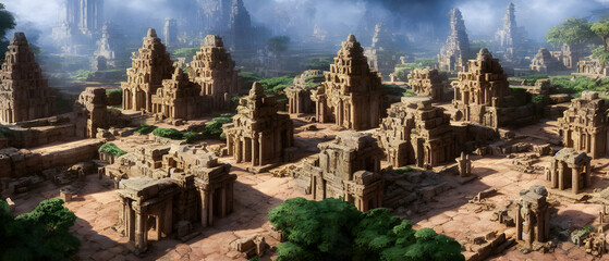Obraz premium Artistic concept illustration of a historical temple, background illustration.