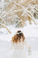 Funny Little Girl Having Fun in Beautiful Winter Park.