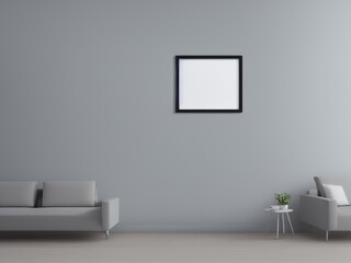 Room with empty picture on the wall