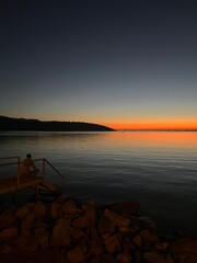 orange sea sunset, twilights sea horizon, romantic