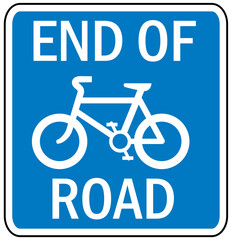 road sign bicycle lane, end of road