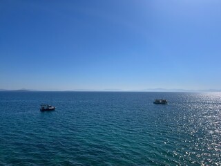 Obraz premium Blue sea horizon, natural seascape background