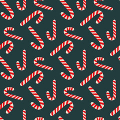 Candy Canes Seamless Pattern. Vector illustration.