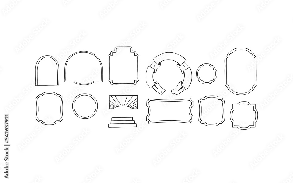Wall mural hand drawn abstract vector graphic sign clipart illustrations collection set of line art logo frames