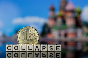 Ruble Collapse Concept Moscow Cathedral Background Macro