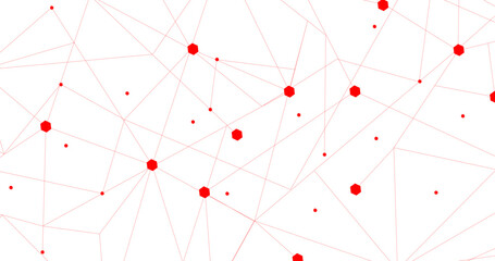 Red network. Abstract connection on white background. Network technology background with dots and lines for desktop. Ai background. Abstract concept. Line background, network technology vector