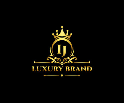 luxury IJ, JI Letter Initial with Royal Template.elegant with crown logo vector, Creative Lettering Logo Vector Illustration