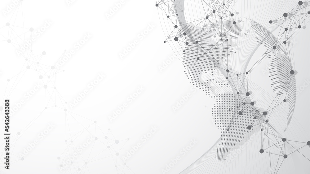 Poster global communication network concept illustration. social network communication in the global busine