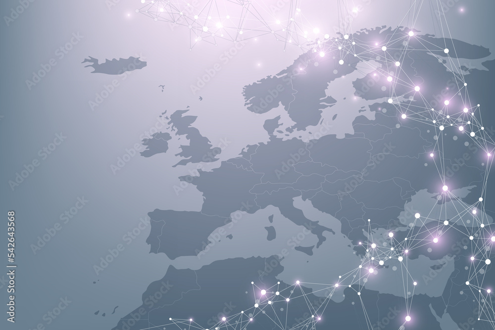 Poster global communication network concept illustration. social network communication in the global busine
