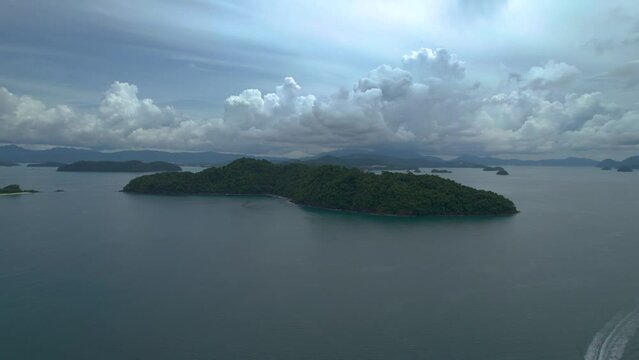 Pulau Beras Basah Island, Tourist Attraction In Langkawi's Southern Islands, Malaysia. Aerial Wide Shot