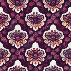 Floral seamless pattern with paisley ornament