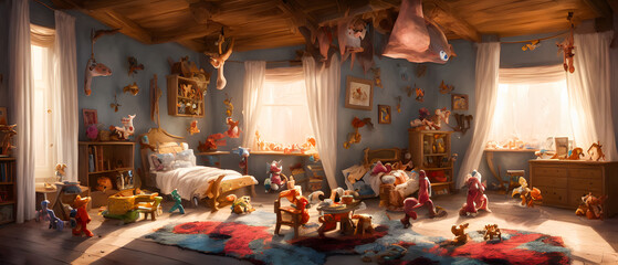 Artistic concept painting of a beautiful children room interior