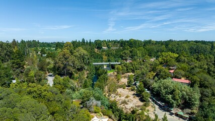 Salto del Laja in the south of Chile panoramic horizontal aerial photos with drone