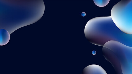 Abstract 3D dark blue and black background with fluid gradient grainy texture and liquid shapes. Modern wallpaper design for social media, idol poster, banner, flyer.