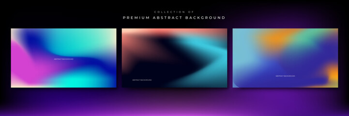 Blurred backgrounds set with modern abstract blurred color gradient patterns. Smooth templates collection for brochures, posters, banners, flyers and cards. Vector illustration.