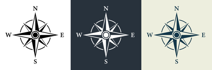 Adventure Direction Arrow to North South West East Orientation Navigator Modern Sign. Compass Map Silhouette Icon Set. Rose Wind Navigation Retro Equipment Pictogram. Isolated Vector Illustration