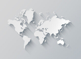 World map illustration on a white background