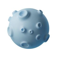 Cute cartoon blue 3d moon icon. Vector space object render