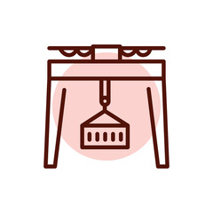 Crane for warehouse olor line icon. Pictogram for web page