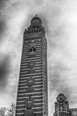 Belltower of Westminster Cathedral, iconic catholic church in London, UK