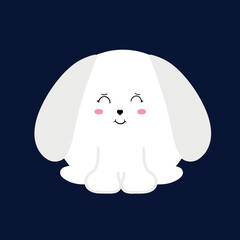 2023 is the year of the rabbit. Cute Christmas bunny. The symbol of the Chinese New Year. Vector illustration isolated on a blue background.