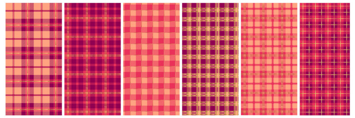 Christmas plaid in red, coral and gold. - 542652384