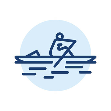 Sculling black line icon. Water activity.
