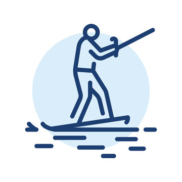 Wakeboarding Black Line Icon. Water Activity.