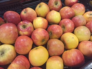 Textured background of several apples
