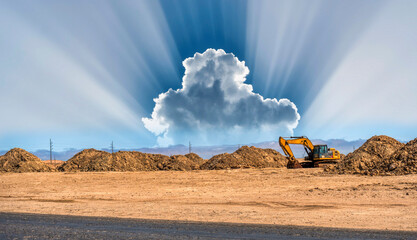 excavator in the desert