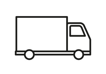 Fast shipping line icon. Logistics, truck, clock, time, watch, courier, deliver parcel, customer, purchase, buy, client, drive, car. Delivery concept. Vector black line icon on a white background