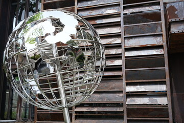 Close up Stainless Steel Metal Globe.