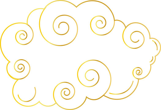 Chinese Cloud. Traditional Golod Gradient Silhouette Design Element