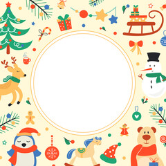 Obraz premium Set of New Year and Christmas elements. Template for design. illustration.