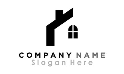 simple roof house building property logo