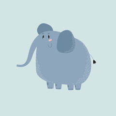 Cute elephant. African animal. Cheerful cute elephant. Funny cartoon character.	
