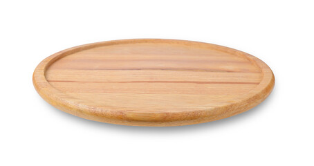 Board, Round Cutting board, wooden board , Cooking utensil on white background.
