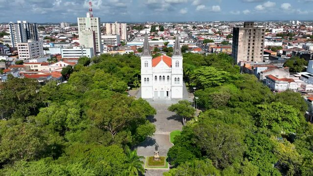 Aracaju Sergipe. Aracaju Brazil. Cityscape Fausto Cardoso Square and Government building and Cathedral Church at Aracaju capital city of Sergipe at Brazil. Travel destinations. Brazil Northeast.