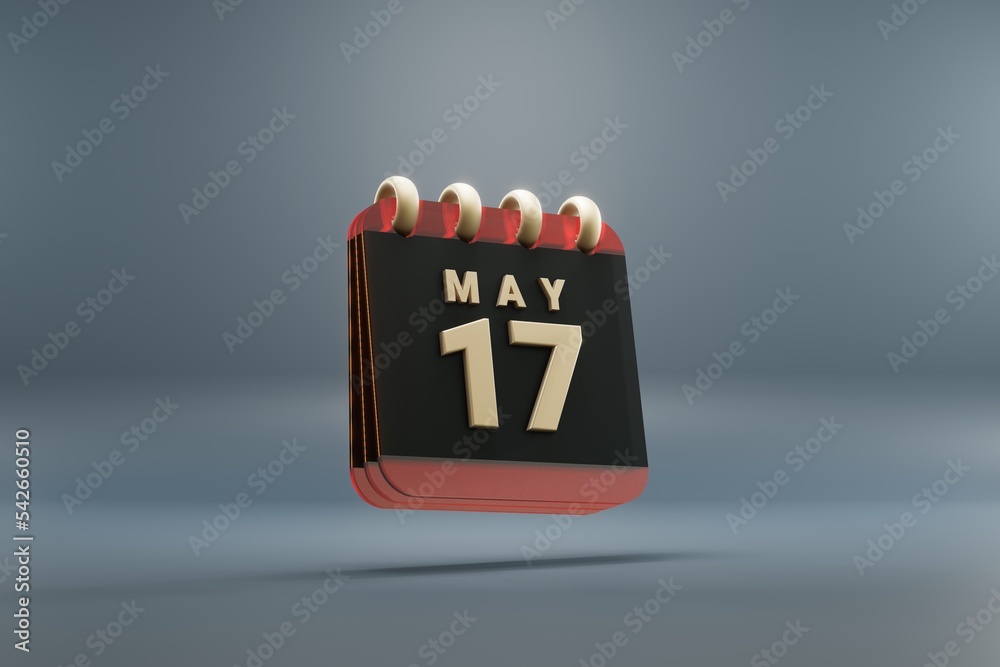 Aufkleber standing black and red month lined desk calendar with date may 17. modern design with golden element