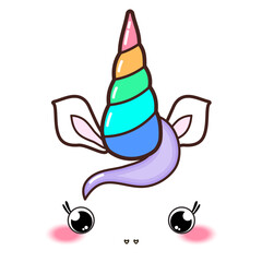 Kawaii cute unicorn horn, funny colorful  cartoon.