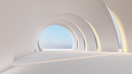 Abstract architecture background arched interior 3d render