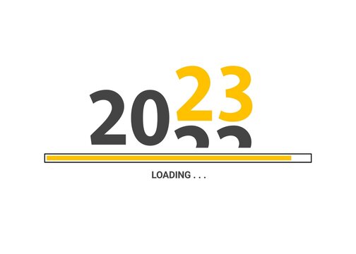 Happy new year 2023 concept. 2023 is loading concept. New year coming soon concept. 2023 is upcoming year after 2022. Celebrate new year concept.