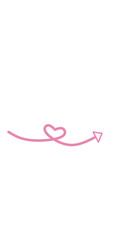 Monoline arrow with heart. Valentine day icon hand drawn.